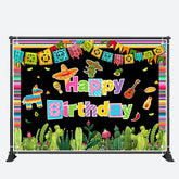 Aperturee - Mexican Fiesta Colored Flag Cactus Birthday Backdrop